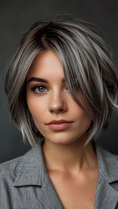 #BEAUTY ,#REALATIONSHIPS #Fashion #Outfits #Summer Outfits #Animals Grey Hair Transformation, Short Silver Hair, Grey Highlights, Grey Hair Inspiration, Silver Hair Color, Blending Gray Hair, Gray Hair Highlights, Haircuts For Medium Hair, Short Hair Color