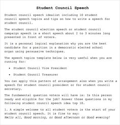 a screen shot of the student council's speech texting page, which includes instructions for students to speak