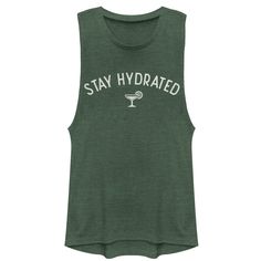 CHIN UP Juniors - Stay Hydrated Margarita Festival Muscle Tee Womens Quote, Workout Shirts With Sayings, Graphic Muscle Tee, Chin Up, Muscle Tank Tops, Graphic Apparel, Muscle Tee, Muscle Tees, Muscle Tank