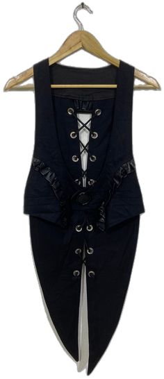 Fitted Gothic Costume For Fall, Medieval Style Outerwear For Halloween, Gothic Corset Dress For Fall Costume Party, Gothic Corset Dress For Costume Party In Fall, Gothic Fitted Sleeveless Outerwear, Gothic Vest For Halloween Cosplay, Gothic Black Vest For Costume Party, Black Vest For Halloween Costume, Black Gothic Vest For Larp