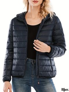 Bjux - Hooded Zip-Up Coat: Stylish Long Sleeve Winter Outerwear for Women Winter Outerwear, Zip Ups, Collar Styles, Long Sleeve