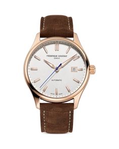 Frederique Constant Classics Index Watch, 40mm Frederique Constant, Classic Bracelets, Womens Watches Luxury, Classic Watches, Designer Clothes For Men, Classic Leather, Brown Gold, Watch Design, Quartz Movement