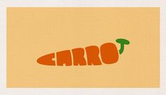 the word carrot written in orange and green on a yellow background with an image of a carrot