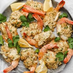 cooked shrimp and crab with parsley garnish