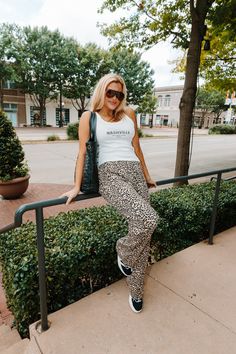 Experience the luxurious comfort of these Leopard Lounge Pants. With a dream-like softness and lightweight, airy design, these ankle pants are perfect for any occasion. Dress them up or down for a versatile and stylish look that will make you stand out. Your wardrobe deserves these must-have lounge pants! animal print plisse fabric elasticized waistband baggy / oversized fit 100% polyester MODEL DETAILS: Height 5”8 Bust: 37 Waist: 28 Hips: 39 wearing size medium Athleisure Bottoms With Elastic Waistband For Day Out, Comfortable Wide Leg Pants For Summer Lounging, Comfortable Wide Leg Pants For Lounging In Summer, Chic Wide Leg Pants For Everyday Spring Wear, Chic Wide Leg Pants For Spring, Relaxed Lounging Pants For Spring, Chic Wide Leg Pants For Everyday, Relaxed Fit Athleisure Bottoms For Day Out, Relaxed Loungewear Pants For Spring