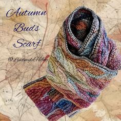 the autumn buds scarf is knitted in multicolors