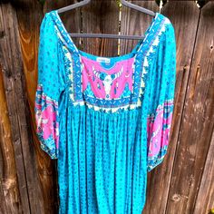 Like New! Washed Once But Never Worn, Only Tried On. It’s Too Tight For Me In The Shoulders. Bust Is About 40”. Ties In The Back. So Pretty! Maxi Length. Bohemian Tie-dye V-neck Maxi Dress, Western Dress, House Dress, Western Dresses, So Pretty, Like New, Tights, Colorful Dresses, Maxi Dress