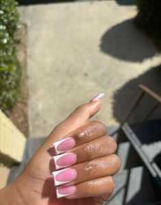 @advicefromdev Pink French Tips, Gradation Nails, Pink French, French Acrylic Nails, Long Square Acrylic Nails, Unique Acrylic Nails, Short Acrylic Nails Designs