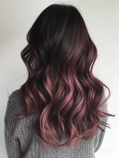 Brown Hair With Pink Highlights, Chocolate Mauve Hair, Mauve Hair, Hairstyle Shorthair, Dip Dye Hair, Girl Hair Colors, Spring Hair Color, Dye Ideas