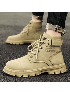 Men's High-Top Safety Shoes, Outdoor Cargo, British Style, Mid-Top Boots Khaki     Plain    Men Shoes, size features are:Bust: ,Length: ,Sleeve Length: Casual Low-top Winter Work Boots, Casual Low-top Wear-resistant Boots, Casual Wear-resistant Low-top Boots, Casual Lace-up Work Boots For Outdoor Work, Casual High-top Boots For Outdoor Work, Casual Work Boots For Outdoor Activities, Casual Ankle-high Work Boots For Outdoor Activities, Casual Lace-up Martin Boots For Outdoor Activities, Casual Work Boots For Outdoor Work