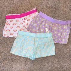 Victoria’s Secret Pink Lounge Sleep Boxy Logo Shorts Retro Flowers Rainbow Bundle Size Medium Brand New No Measurements, Sold As Bundle Of 3 Color: White, Pink, Yellow, Orange & Teal, Lavender & Green, Light Aquamarine, White & Orange Rainbow, Flower Smile, Daisies Love Pink Logo Elastic Rollover Foldover Waistband Button Accents Small Side Slits Cotton Blend From No Pet No Smoke House Playful Stretch Loungewear Shorts, Multicolor Summer Pajama Shorts For Bedtime, Pink Cotton Bedtime Shorts, Playful Loungewear Shorts With Elastic Waistband, Playful Elastic Waistband Shorts For Loungewear, Playful Short Sleepwear For Pajama Party, Cute Bedtime Shorts, Pink Bedtime Shorts For Spring, Multicolor Short Sleepwear For Sleepover