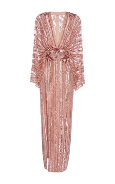 Luxury Embellished Dresses With Kimono Sleeves, Luxury V-neck Maxi Dress With Blouson Sleeves, Luxury V-neck Maxi Dress With Pleated Sleeves, Elie Saab Pink Dress, Luxury Bohemian V-neck Abaya, Long Red Evening Dress, Red V Neck Dress, Low V Neck Dress, Dress With Kimono