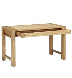 a small wooden table with one drawer open