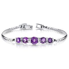 Inspired by a love of luxury Dress it up or dress it down. But don't leave the palace gardens without this crown jewel. This standout bracelet features round shape Peora natural Amethyst gemstones in .925 sterling silver. Our natural Amethyst gemstones are a unique gift from nature. By cutting them in a way that respects the rough's natural radiance, we ignite their inherent intensity and maximize their brilliance to deliver on our signature Peora standard. Handcrafted in pure .925 sterling silver goodness, this bracelet has been carefully coated in an elegant rhodium finish. Our artisans are expertly trained in this process which fortifies the bracelet's strength, shine and brilliance. Looking for an anniversary or engagement present? Our concierge stylists are here to help with all of yo Jewelry Questions, Sparkle Bracelet, Pearl Bridal Jewelry, Mens Silver Necklace, Sapphire Bracelet, Amethyst Bracelet, Bracelet Sterling Silver, Stone Design, Bracelet For Women