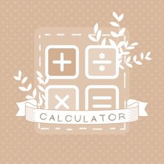 the calculator logo with leaves and ribbon