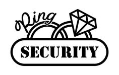 a black and white logo with the words,'ring security'on it in front of