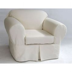 a white chair with a ruffled arm