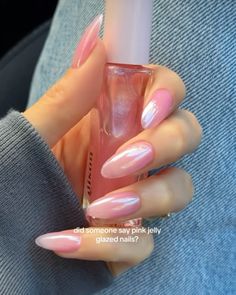 Milky Pink White Nails, Blush Chrome Nails, Almond Gel X Nails, Jelly Pink Nails, Strawberry Milk Nails, Milk Nails, Outfits Asian, Viral Aesthetic, Chanel Lipstick