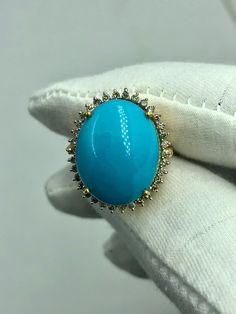 Turquoise Gold Ring, 14k Gold Ring, Oval shape with diamond Ring Promise Ring, Oval Turquoise Ring, Sleeping Beauty Ring, Anniversary Ring 💍  *Gemstone: Natural Arizona Sleeping Beauty Turquoise *Metal:  14K Rose Gold/14K Yellow Gold/14K White Gold *Gemstone Shape and Size: Oval 13X19 MM *Gemstone Shape and Size: Round Diamond  *Gemstone Weight: 16.00 Carat. Every Piece of Jewelry we make has a special meaning and story. Fine Jewelry Turquoise Diamond Ring, Oval Multi-stone Turquoise Ring, Oval Turquoise Multi-stone Ring, Turquoise Diamond Ring With Center Stone, Luxury Turquoise Diamond Ring, Turquoise Diamond Rings With Gemstones, Fine Jewelry Turquoise Ring With Center Stone, Turquoise Diamond Rings Fine Jewelry, Fine Jewelry Turquoise Ring With Diamond Accents