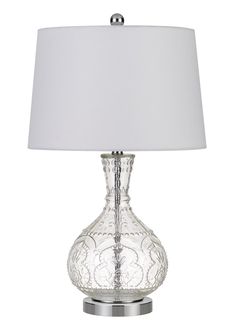 Cal Lighting 150W Nador Glass Table Lamp with Taper Drum Hardback Fabric Shade BO-2916TB Brushed Steel BO-2916TB Clear Table Lamp, Buffet Table Lamps, Exterior Ceiling Fans, Vase With Lights, Elk Lighting, Metal Lamp, Style Table, Tall Vases, Glass Table Lamp