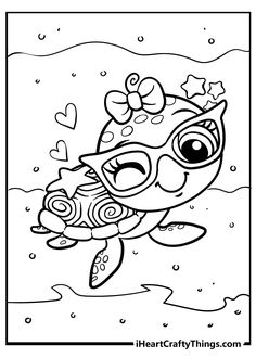 a coloring page with an image of a cartoon character holding a fish in it's mouth