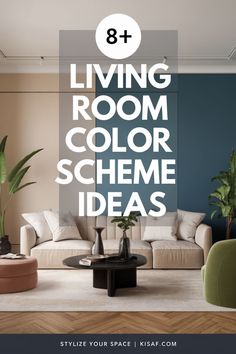 living room color scheme with text overlay