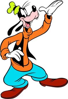 an image of goofy from the cartoon mickey mouse running with his arms in the air