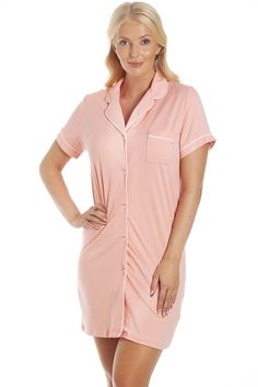 Make bedtime that bit more cosy in these soft Nightshirts. Staying in just got all the more appealing with our new Summer Nightshirts. We also sell the matching Short Pyjama Set in this range too. Available In Pink Or Grey Shipped From A Small UK Business Made From 95% Polyester & 5% Spandex Comfortable Pink Sleepwear For Sleepover, Comfortable Soft Sleepwear For Pajama Party, Soft Comfortable Sleepwear For Pajama Party, Comfortable Relaxed Fit Nightgown For Bedtime, Cozy Cotton Short Sleeve Sleepwear, Cozy Cotton Sleepwear With Short Sleeves, Cotton Button-up Sleepwear For Lounging, Comfortable Pink Sleepwear For Lounging, Comfy Relaxed Fit Sleepwear