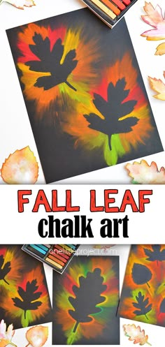 the fall leaf chalk art project is perfect for kids to do