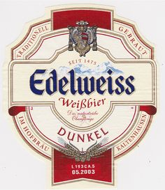 the label for an old beer called edelweiss weibier dunkel