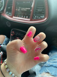 nails beach pink Pink Western Nails, Hot Pink Nail Designs, Cowgirl Nails, Hot Pink Nail