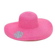 Hot Pink Adult Floppy Hat Decorated Hats, Womens Hats Fashion, Floppy Hat Summer, Floppy Beach Hat, Monogram Hats, Circle Font, Floppy Hats, Floppy Sun Hats, Kentucky Derby Hat