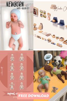 there are many baby items on the wall and in the room with it's pictures