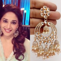 Madhuri Dixit inspired chaandbali earrings/Bollywood Kundan Earrings/Indian Earrings/Pakistani Earrings/Statement Earrings/Long chandelier Arrives in a gift box Color, shades, texture displayed may slightly vary from the actual product due to digital image limitations. We request you to consider Chandbalis Earrings, Matte Gold Earrings, Pakistani Earrings, Long Chandelier, Earrings Indian, Indian Wedding Photos, Western Earrings, San Ramon, Madhuri Dixit