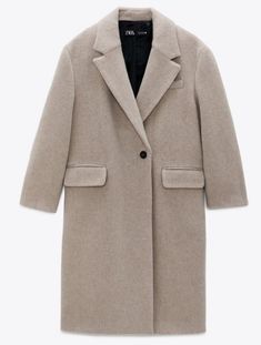 Wool Blend Coat With Lapel Collar Long Sleeve Taupe Gray 60% Wool 25% Poliammide 13% Alpaca 2% Other Fibres Lining 100% Viscose Pit To Pit 22" Length 45" Trousers Types, Korean Fashion Female, Woolen Coat Woman, Buy Coats, Wool Winter Coat, Warm Clothes, Wool Coat Women, Long Coat Women, Long Wool Coat