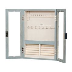 an open wall mounted locker with multiple compartments