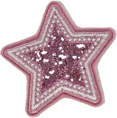 a pink and white sequinized star ornament