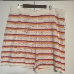 Brand New With Tags Knitted Shorts In A Cream, Pink And Orange Stripe. They Are High-Rise With An Elastic Waist And A 3 Inch Inseam. There Are No Pockets. Pink Stretch Knit Bottoms, Spring Knit Shorts, White Knit Vacation Shorts, White Knit Shorts For Vacation, Casual Open Knit Loungewear Bottoms, Summer Knit Bottoms Short Length, Summer Knit Short Bottoms, Knit Shorts For Spring Vacation, Spring Vacation Knit Shorts