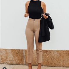 Size 34/14 As Tan Pants Outfit, Fav Color, Tan Pants, Zara Pants, Pants Outfit, High Waisted Pants, Pant Jumpsuit, Pants For Women, Blogger