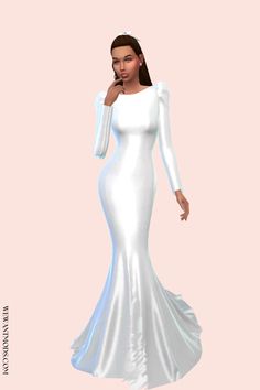 sims 4 long sleeve wedding dress Long Sleve Wedding Dress, Sims 4 Long Sleeve, Sims 4 Wedding Cc, Cc Dress, Disney Princess Challenge, Wedding Portrait Poses, Satin Wedding Dress, Sims 4 Clothing