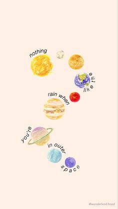 the solar system with different planets and their names in each one's handwritten font