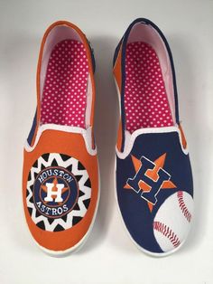 Houston Astros Jewelry, Astro Shoes, Baseball Painting, Textile Medium, Houston Astros Baseball, Texas Sports, Baseball Stuff, White Canvas Shoes