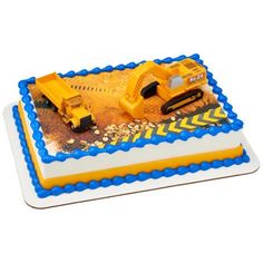 a birthday cake with a construction themed frosting