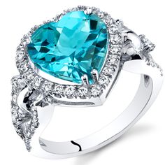 Peora.com - Swiss Blue Topaz Heart Shape Halo Ring in 14K White Gold (4.00 carat), $269.99 (http://www.peora.com/swiss-blue-topaz-heart-shape-halo-ring-in-14k-white-gold-4-00-carat) Blue Topaz Halo Ring, Miss Fame, Heart Halo Ring, Bobby Vinton, Peace Symbols, Many Rings, Jewelry Questions, Halo Ring Setting, Diamond Sapphire Engagement Ring