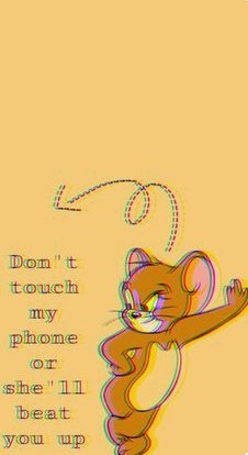 a drawing of a cat with the words don't touch my phone or she'll beat you up