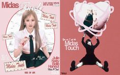 a girl with long hair wearing a black tie and white shirt is featured on the cover of midas touch magazine