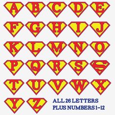 the alphabet is made up of superman's letters and their superheros are super - sized