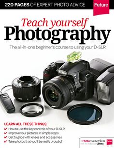 a magazine cover with an image of a camera and other items on the front page