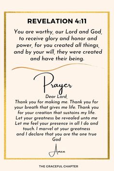 a prayer card with an image of the word, prayer 4 11 and it is written in