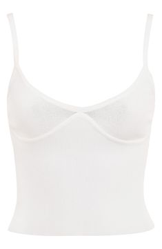 The bustier-seamed bust and fitted, stretchy knit provide gentle support in this wear-everywhere crop tank. Exclusive retailer Sweetheart neck Adjustable straps 83% recycled viscose, 17% elastane Dry clean Imported Acid Bath, Rib Crop Top, Clueless Outfits, Cloud Dancer, Ribbed Crop Top, House Of Cb, Bustier Top, Sweetheart Neck, Crop Tank